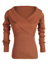 Women's v-neck slim knit sweater solid color base casual sweater Sai Feel