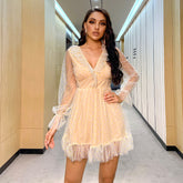 Women's wear yarn silver wave dot sexy lace wave dot skirt Sai Feel