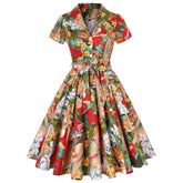 Womens 1950s Retro Rockabilly Princess Cosplay Dress Floral 50's 60's Party Costume Gown(S-2XL) Sai Feel