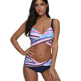 Womens Printed Tie Back Waist Swimwear Swimsuit Bathing Suit Two Pieces Beachwear Bikini Sai Feel