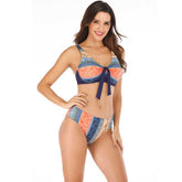 Womens Printed Tie Front Bikini Strap Bathing Suit Two Pieces Bikini Beachwear Sai Feel