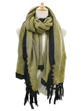 Wool ball fringed scarf shawl Sai Feel