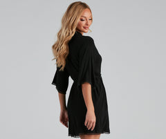 Wrapped In Lace Trim Knit Robe Sai Feel