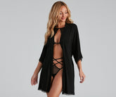 Wrapped In Lace Trim Knit Robe Sai Feel