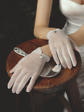 Wrist Length Faux Pearl bow Bridal wedding Gloves accessories Sai Feel