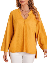 Yellow Solid Color Casual V Neck Shirt Sai Feel