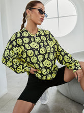 Yellow smiley print crew neck sweatshirt Sai Feel