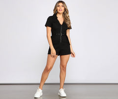 Yes You Can Utility Denim Romper Sai Feel