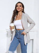 Zip Up Drop Shoulder Drawstring Hooded Jacket Sai Feel