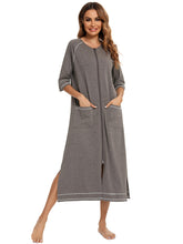 Zipper Up Robe With Pockets Sai Feel