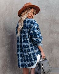 Alaska Plaid Pocketed Teddy Jacket - Blue - FINAL SALE