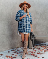 Alaska Plaid Teddyjacke mit Taschen - Blau - FINAL SALE