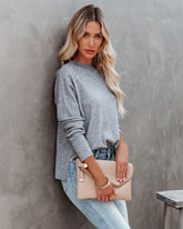 Alesso – Strickpullover mit gerippten Ärmeln – Heather Grey – FINAL SALE