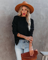 Alesso – Strickpullover mit gerippten Ärmeln – Schwarz – FINAL SALE