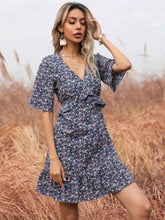 ditsy floral print Flutter Sleeve backless Dress Sai Feel