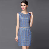 fashion sleeveless mesh summer slim bottoming Office Dress Sai Feel