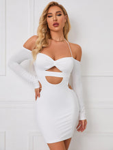 Halter Off Shoulder Cut Out Front Bodycon Dress
