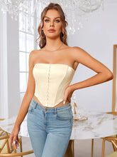Hook And Eye Placket Boning Satin Tube Top