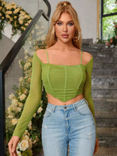 Long Sleeve Mesh Crop Top