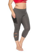 plus size block fabric sports yoga crop length legging pants Sai Feel