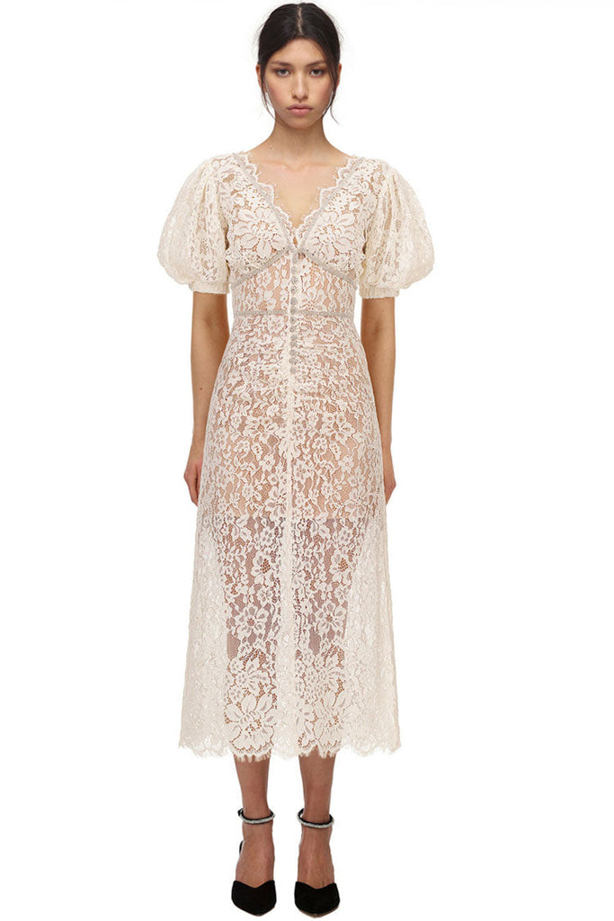 Sparkly Rhinestone V Neck Lace Cocktail Party Midi Dress