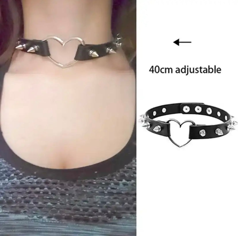 Black Punk Leather Chokers