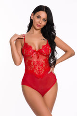 Sheer Mesh Lace Cupped Teddy Lingerie