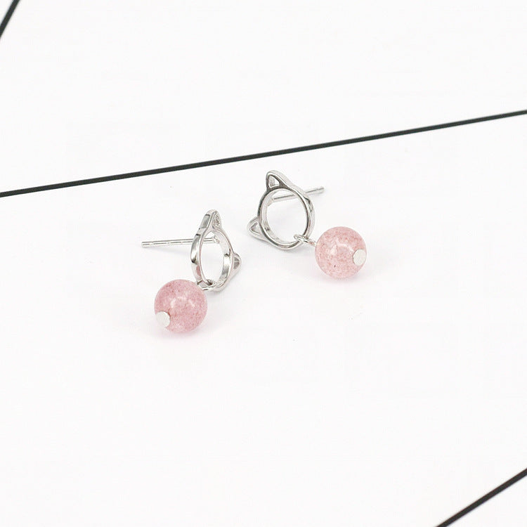 Boucles d'oreilles chat fraise