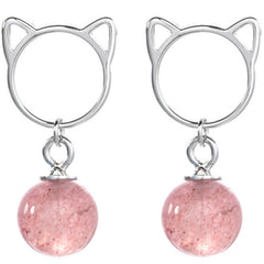 Boucles d'oreilles chat fraise