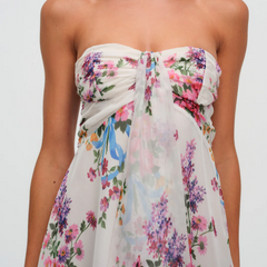 Printed Translucent Floral Wrap-around A-line Mini Dress