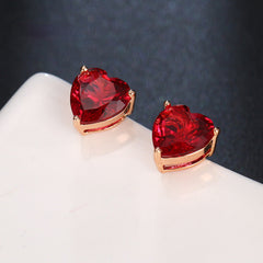 Boucles d'oreilles coeur bijou rouge