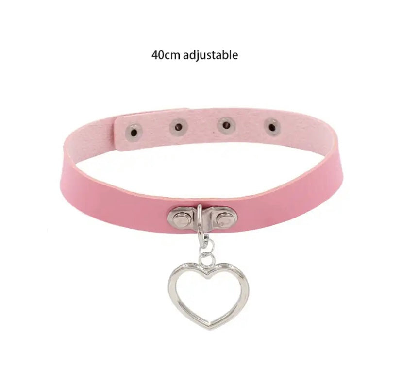 Pink Punk Leather Chokers