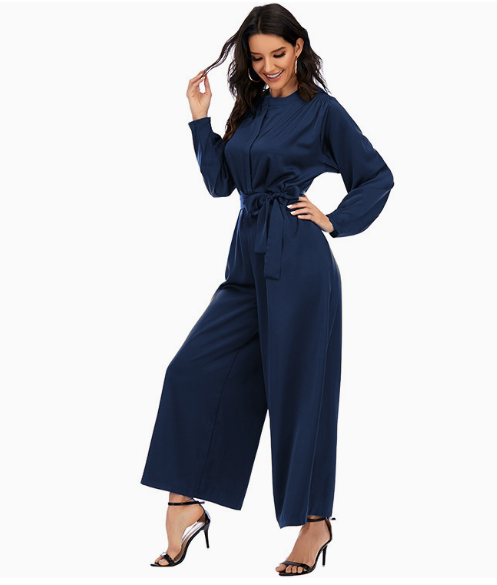 Flap Pocket Knot Hem Belted Satin Jumpsuit