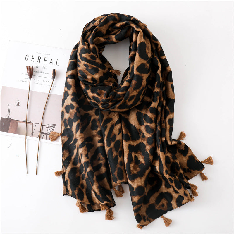 Leopard Print Warm Long Scarf