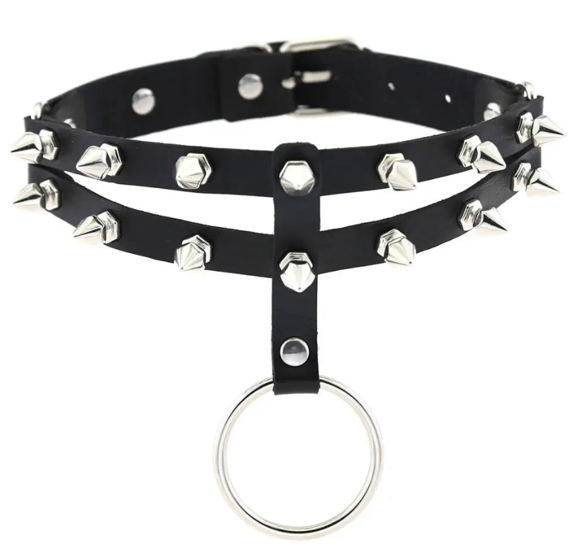 Black Punk Leather Chokers