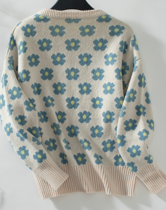 Floral Jacquard Turtleneck Sweater