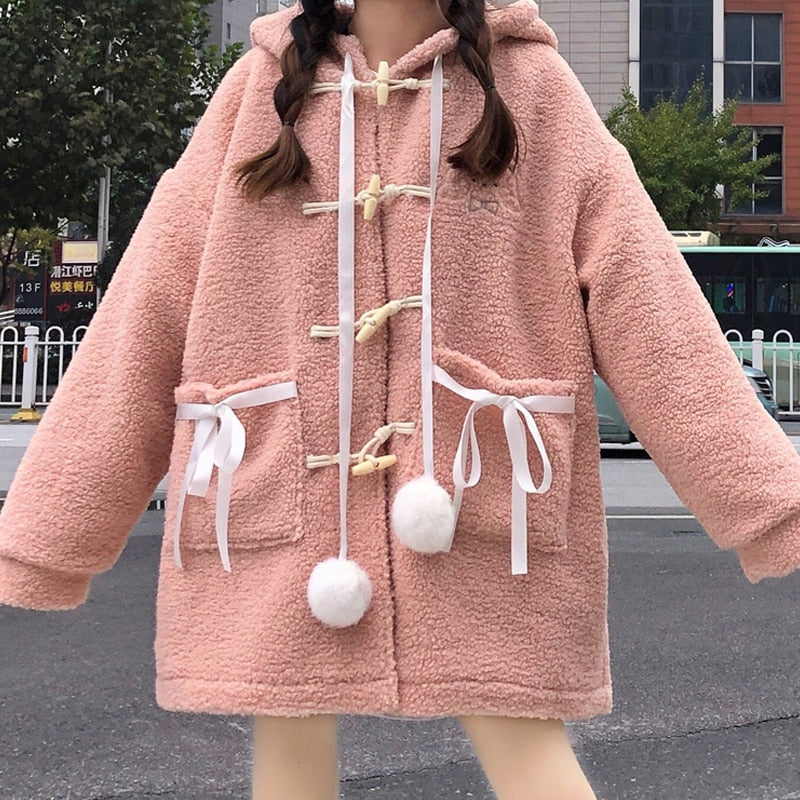 Fluffy Cutie Hooded Ear Coat