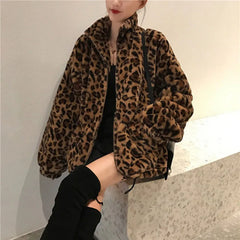 Leopard Print Faux Fur Coat