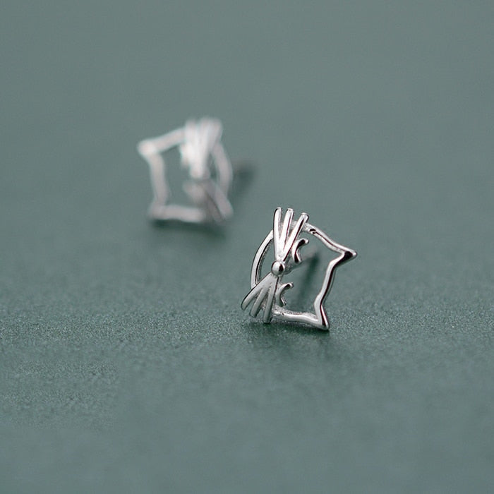 Silver Kitty Earrings