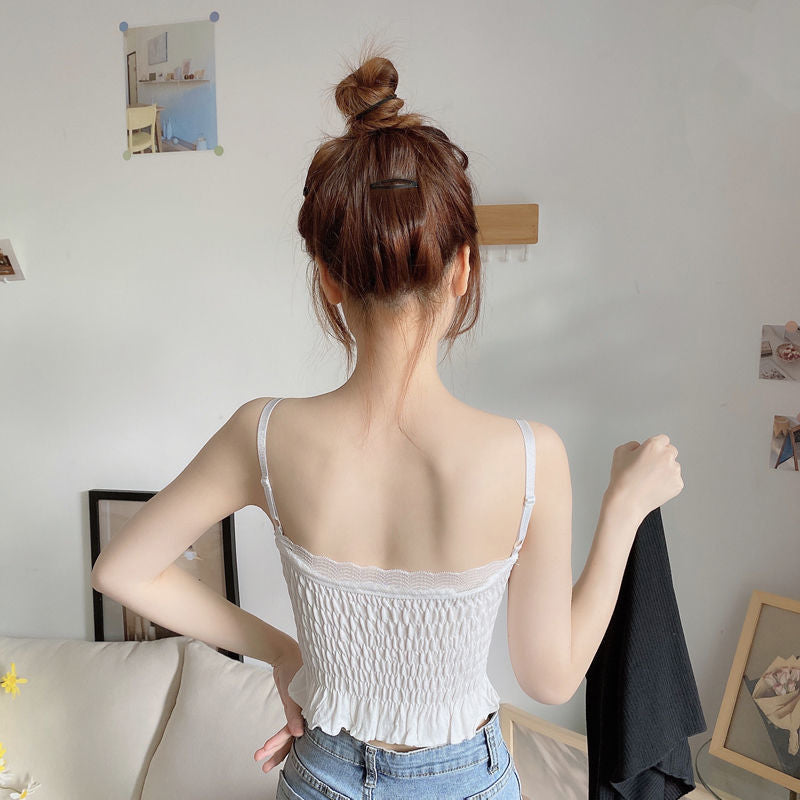 Crop Top mit Schmuckstein-Schleife und Camisole