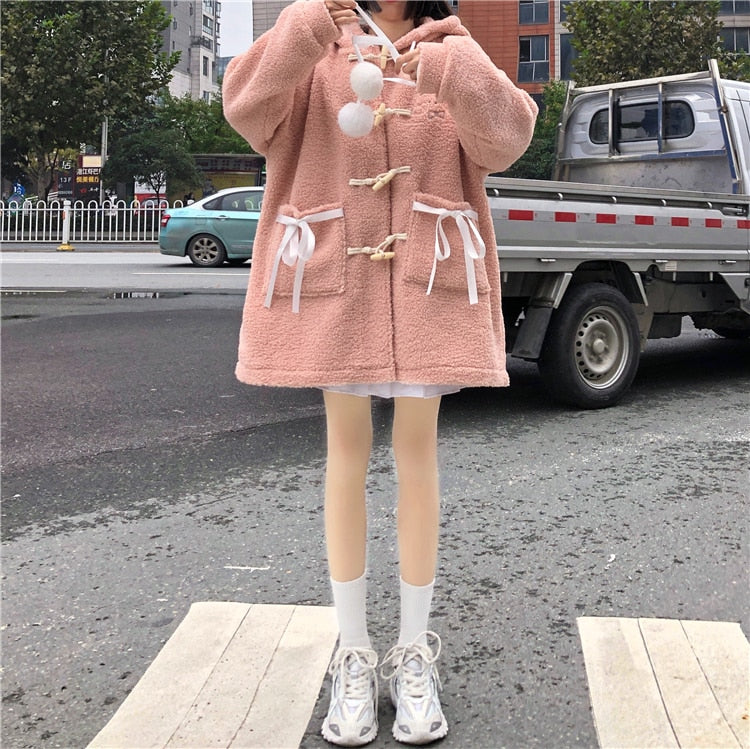 Fluffy Cutie Hooded Ear Coat