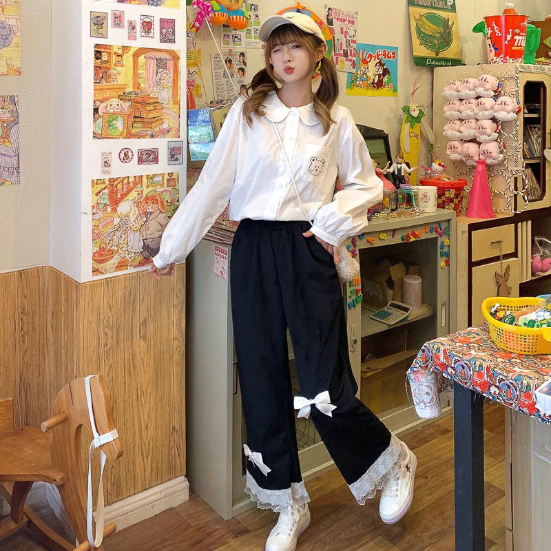 Kawaii Corduroy Bow Pants