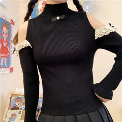 Beloved Lace Open Shoulder Sweater