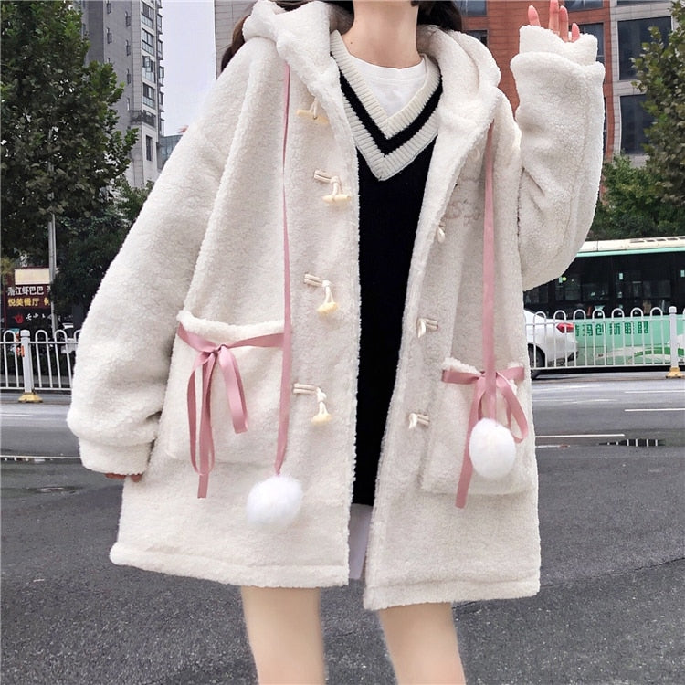 Fluffy Cutie Hooded Ear Coat