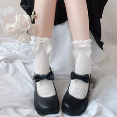 Sweet Ruffle Bow Tube Socks