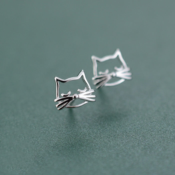 Boucles d'oreilles en argent avec chat