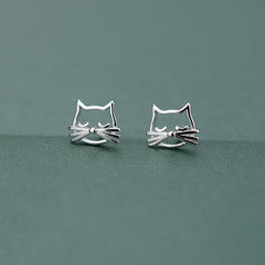 Boucles d'oreilles en argent avec chat