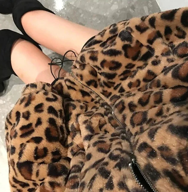 Leopard Print Faux Fur Coat