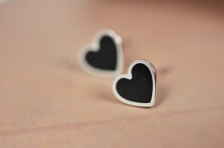 Black Heart Stud Earrings