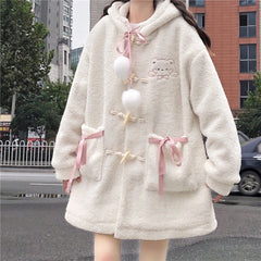 Fluffy Cutie Hooded Ear Coat